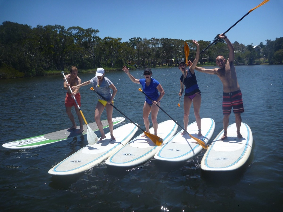 Stand Up Paddle board lessons Aquafun Avoca Lake Central Coast